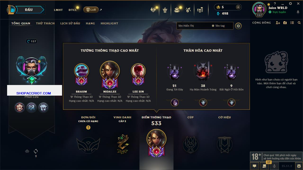 Acc Liên Minh Huyền Thoại/Đấu Trường Chân lý mã số 6898