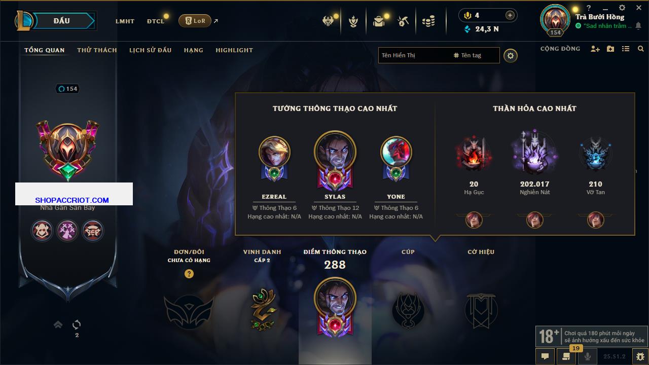 Acc Liên Minh Huyền Thoại/Đấu Trường Chân lý mã số 6899