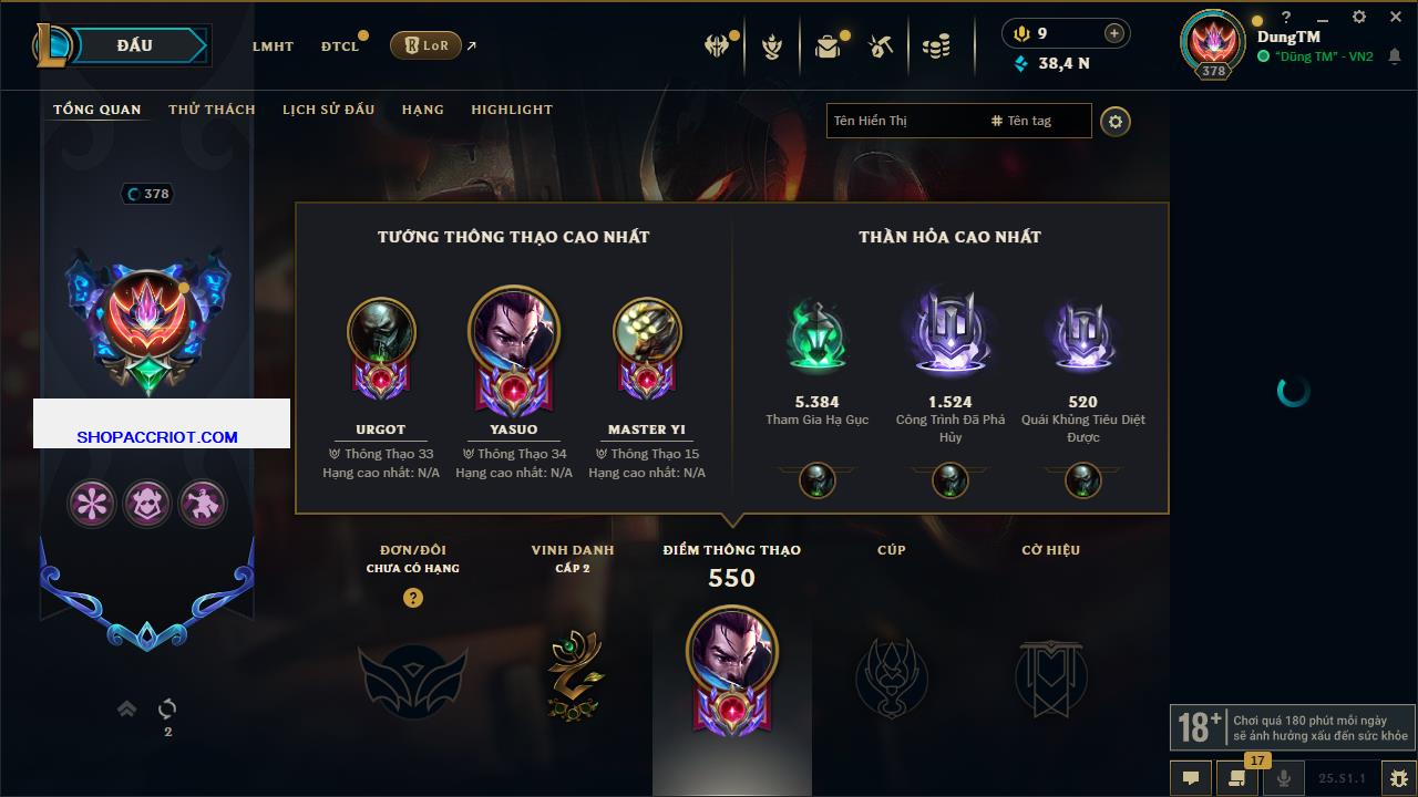 Acc Liên Minh Huyền Thoại/Đấu Trường Chân lý mã số 6901