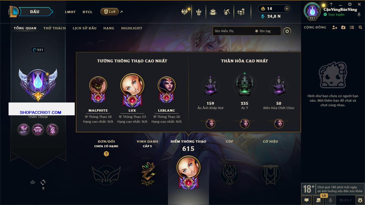 Acc Liên Minh Huyền Thoại/Đấu Trường Chân lý mã số 6903