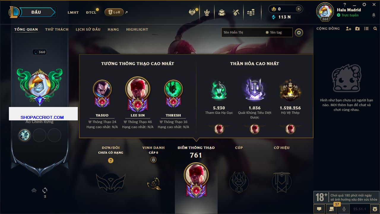 Acc Liên Minh Huyền Thoại/Đấu Trường Chân lý mã số 6905