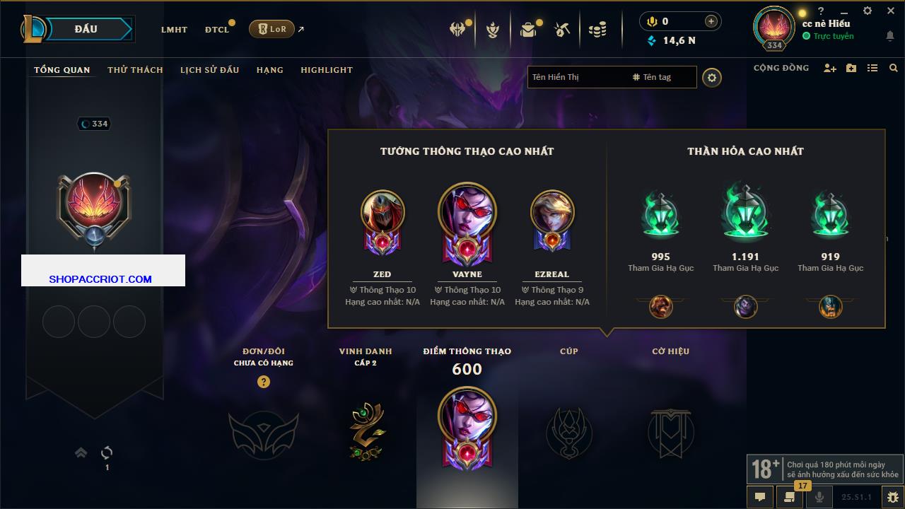 Acc Liên Minh Huyền Thoại/Đấu Trường Chân lý mã số 6908