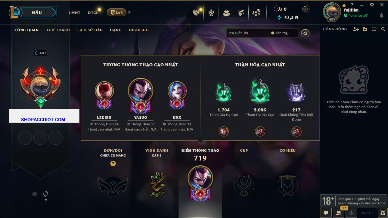 Acc Liên Minh Huyền Thoại/Đấu Trường Chân lý mã số 6925