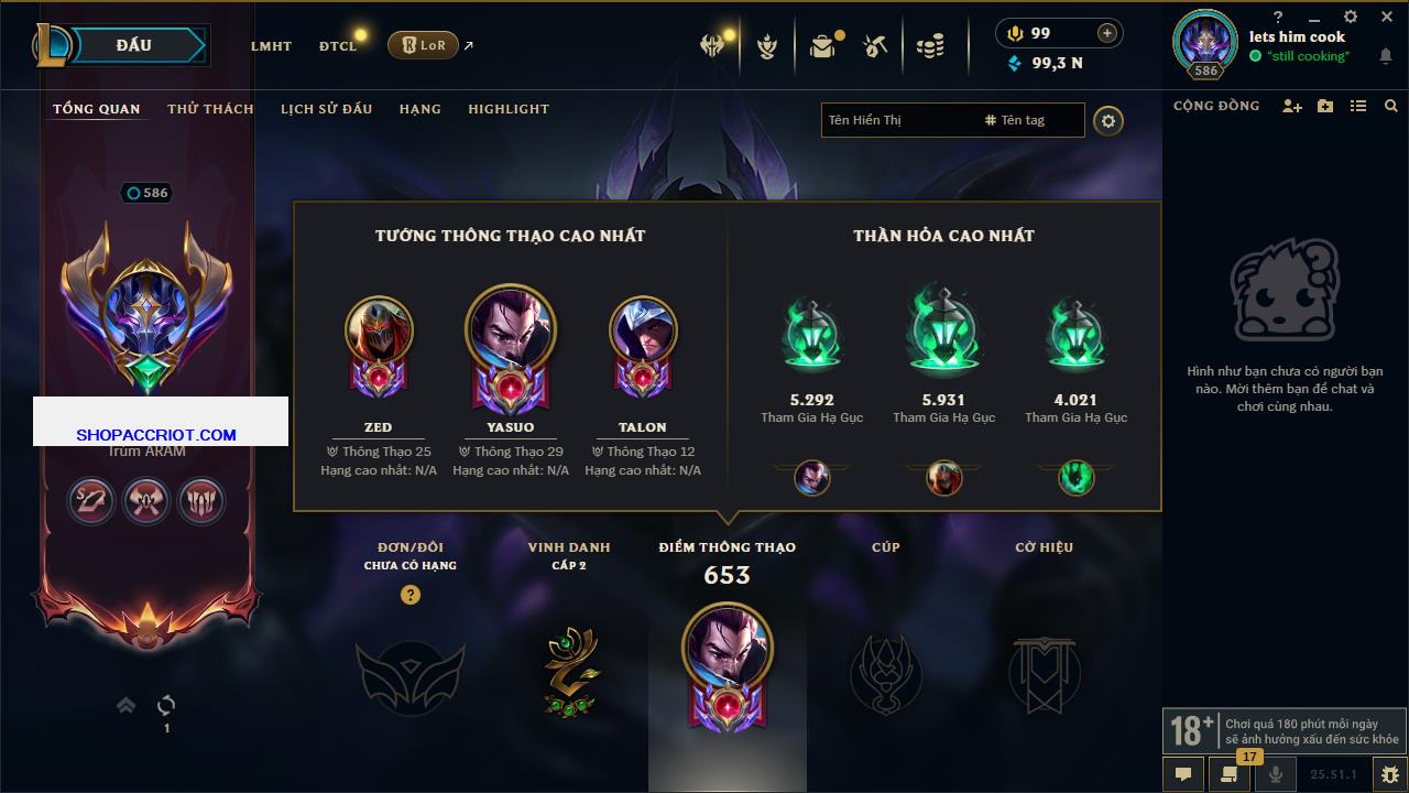 Acc Liên Minh Huyền Thoại/Đấu Trường Chân lý mã số 6930