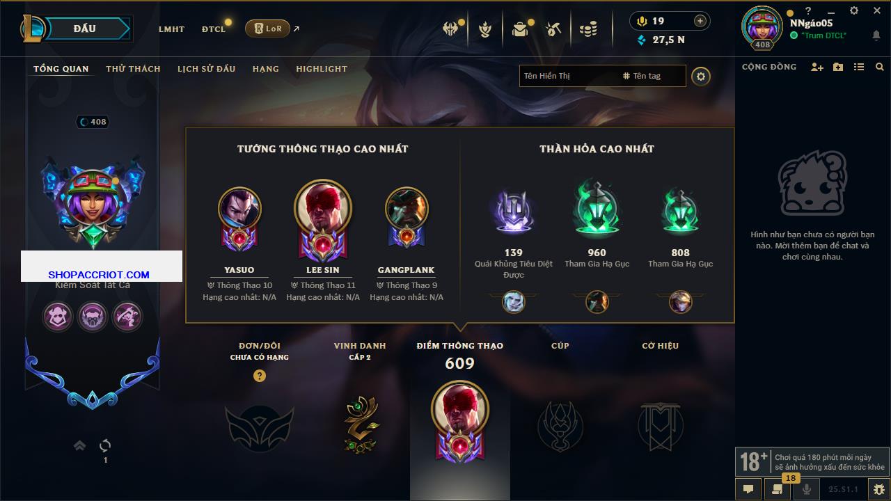 Acc Liên Minh Huyền Thoại/Đấu Trường Chân lý mã số 6932