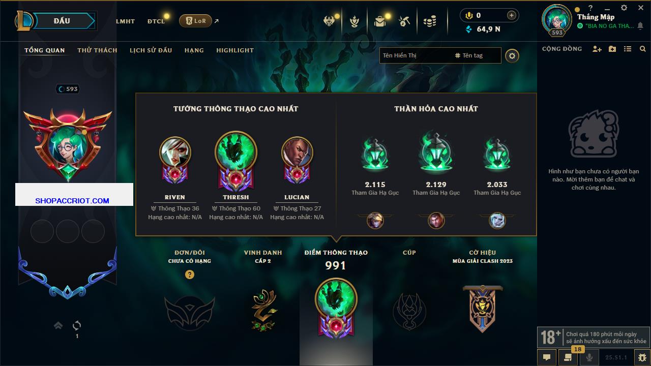 Acc Liên Minh Huyền Thoại/Đấu Trường Chân lý mã số 6936