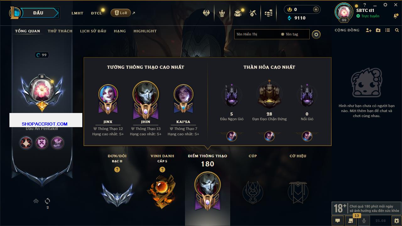 Acc Liên Minh Huyền Thoại/Đấu Trường Chân lý mã số 7570