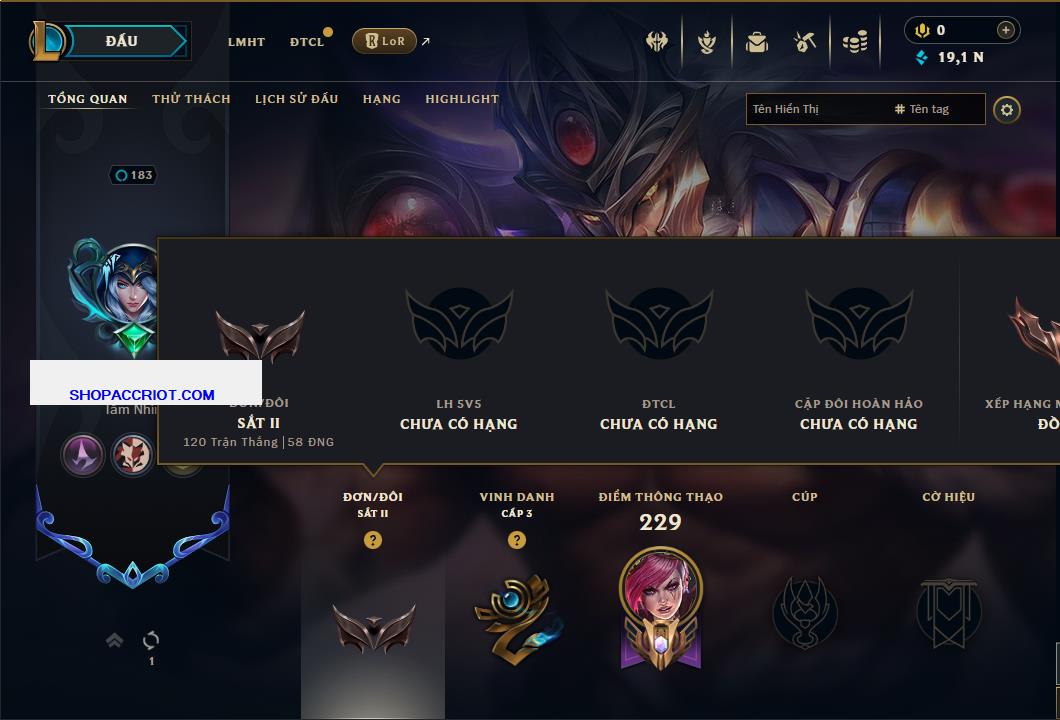 Acc Liên Minh Huyền Thoại/Đấu Trường Chân lý mã số 7611