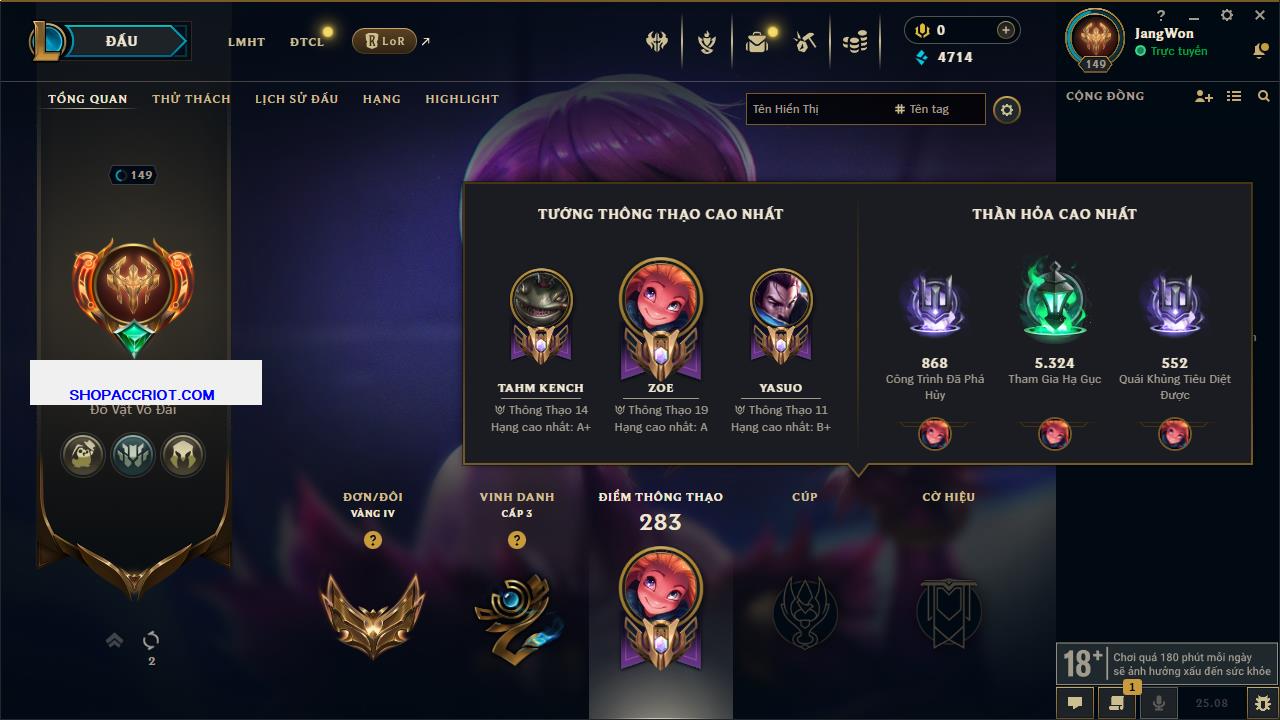 Acc Liên Minh Huyền Thoại/Đấu Trường Chân lý mã số 7617