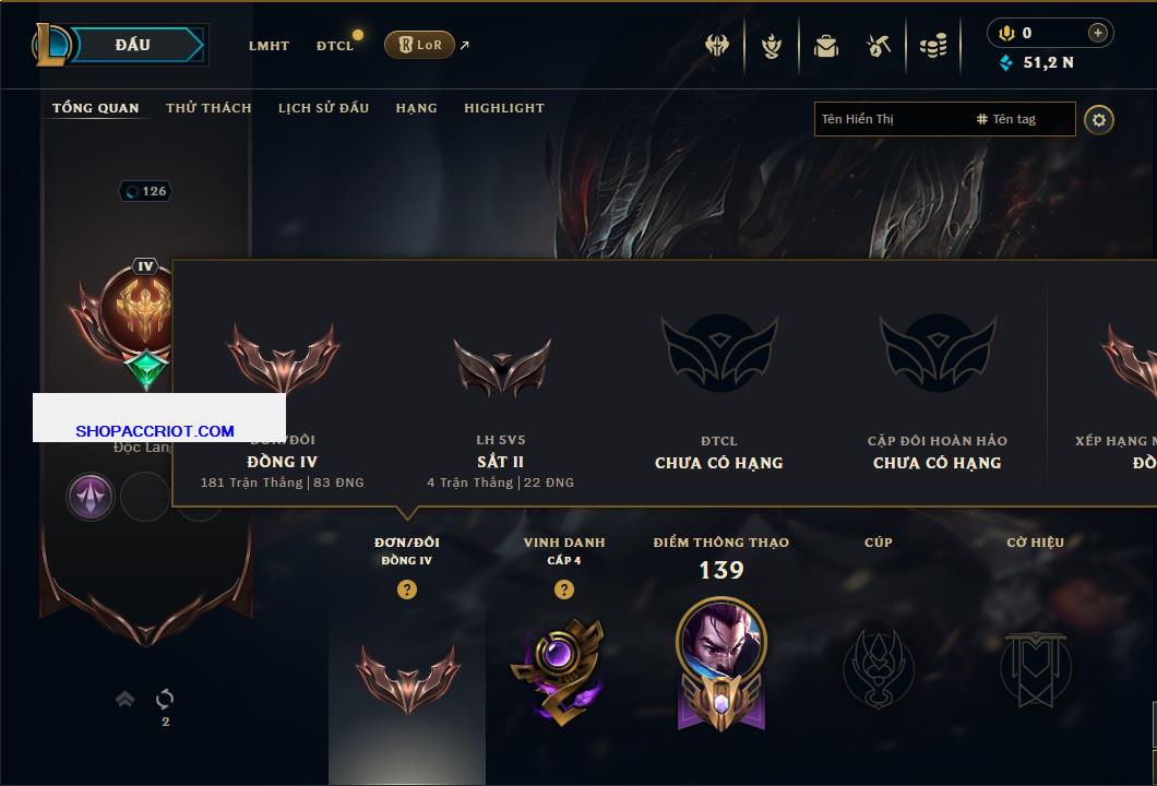 Acc Liên Minh Huyền Thoại/Đấu Trường Chân lý mã số 7637