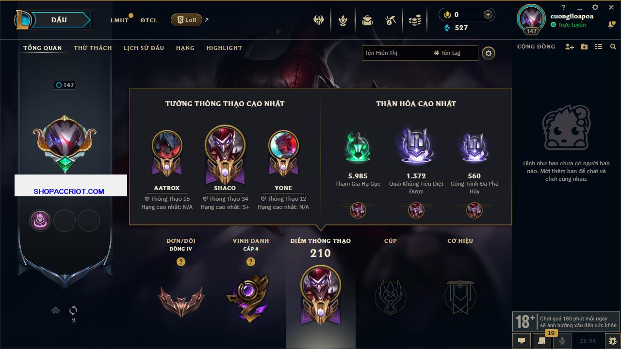 Acc Liên Minh Huyền Thoại/Đấu Trường Chân lý mã số 7640