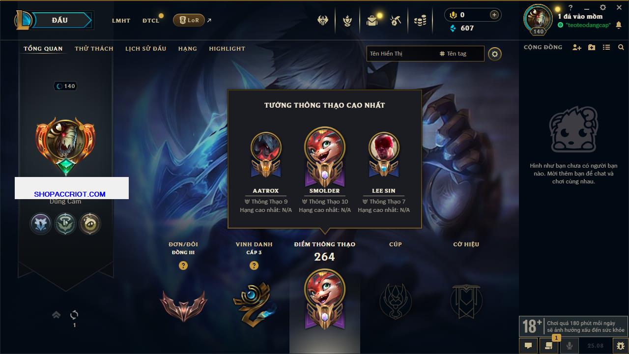 Acc Liên Minh Huyền Thoại/Đấu Trường Chân lý mã số 7651