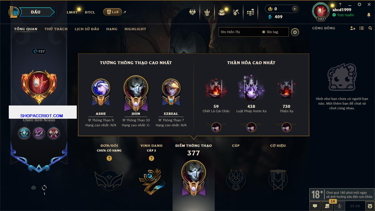 Acc Liên Minh Huyền Thoại/Đấu Trường Chân lý mã số 7767