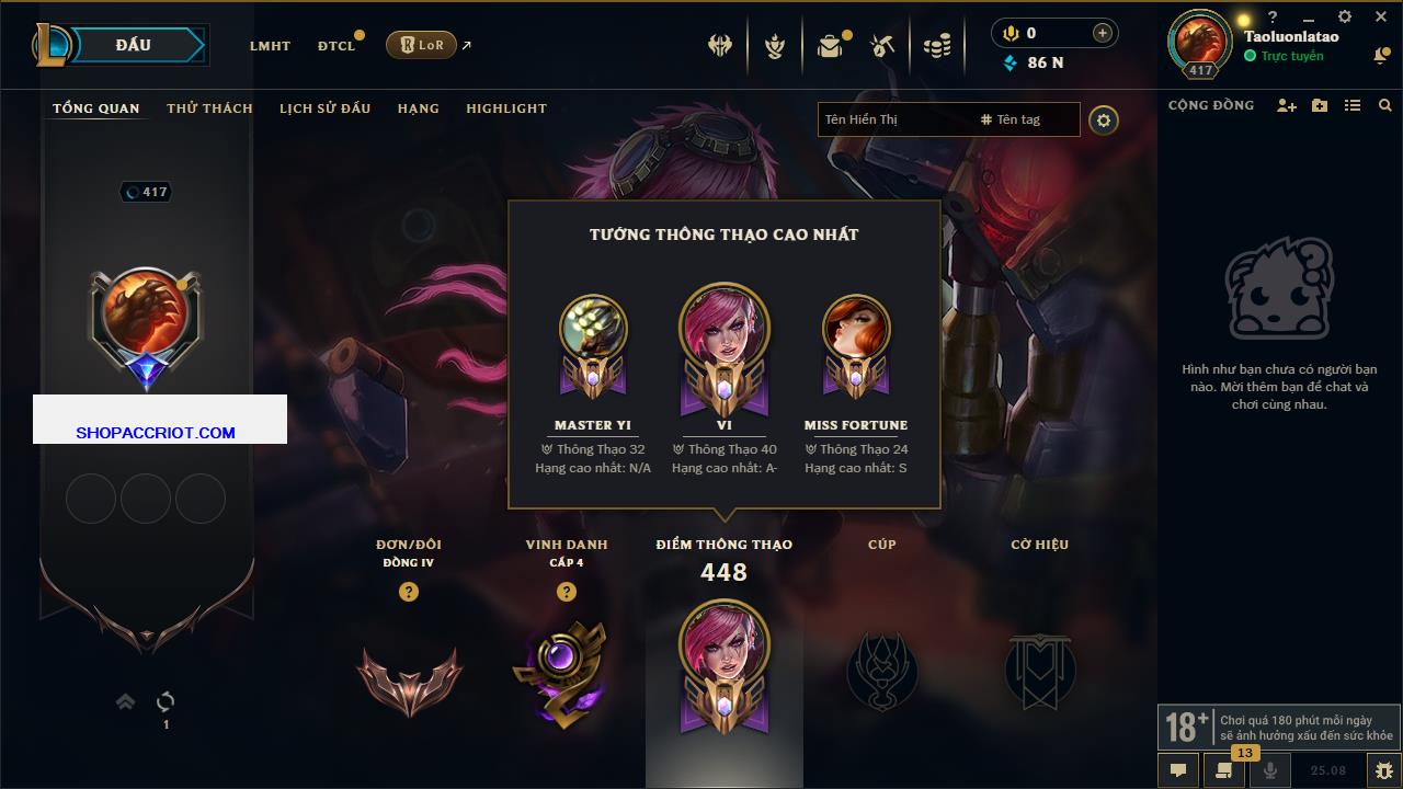 Acc Liên Minh Huyền Thoại/Đấu Trường Chân lý mã số 7771