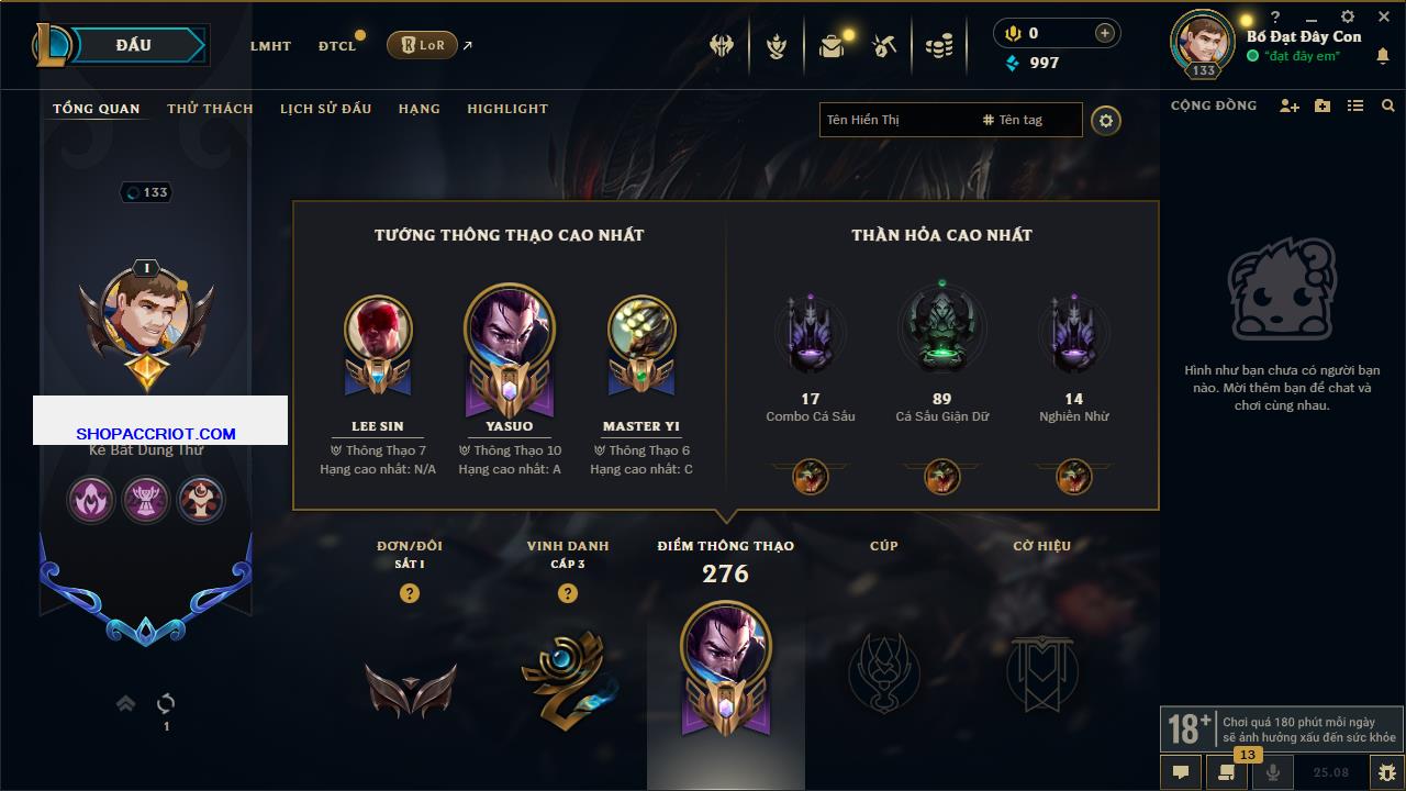 Acc Liên Minh Huyền Thoại/Đấu Trường Chân lý mã số 7772