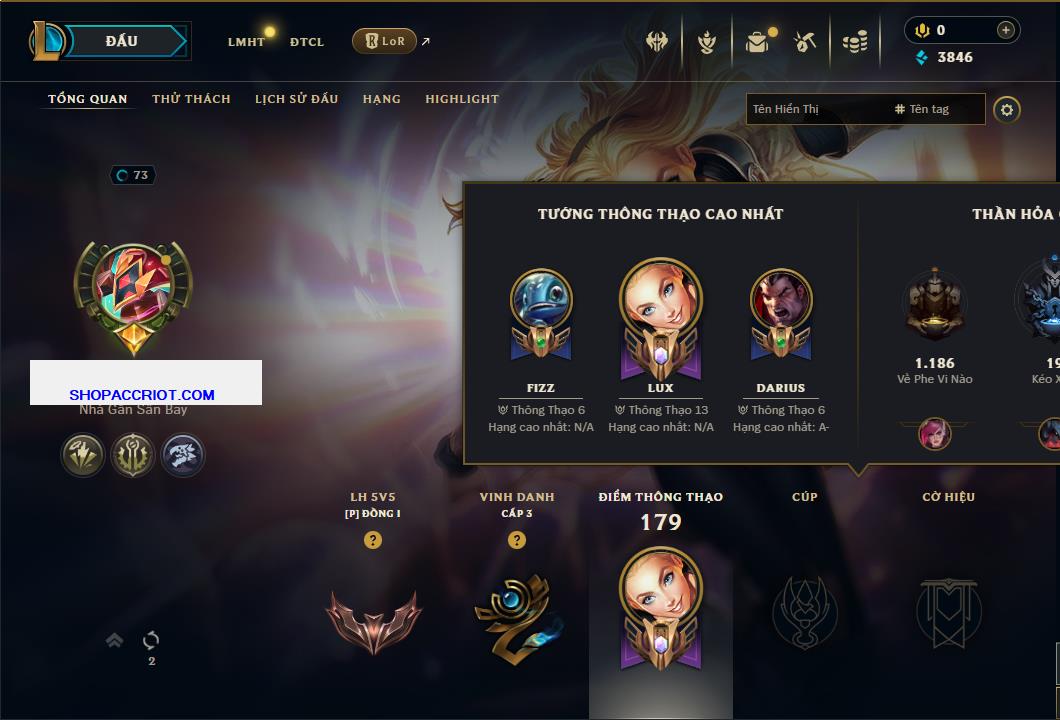 Acc Liên Minh Huyền Thoại/Đấu Trường Chân lý mã số 7773