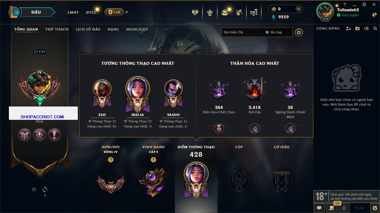 Acc Liên Minh Huyền Thoại/Đấu Trường Chân lý mã số 7775