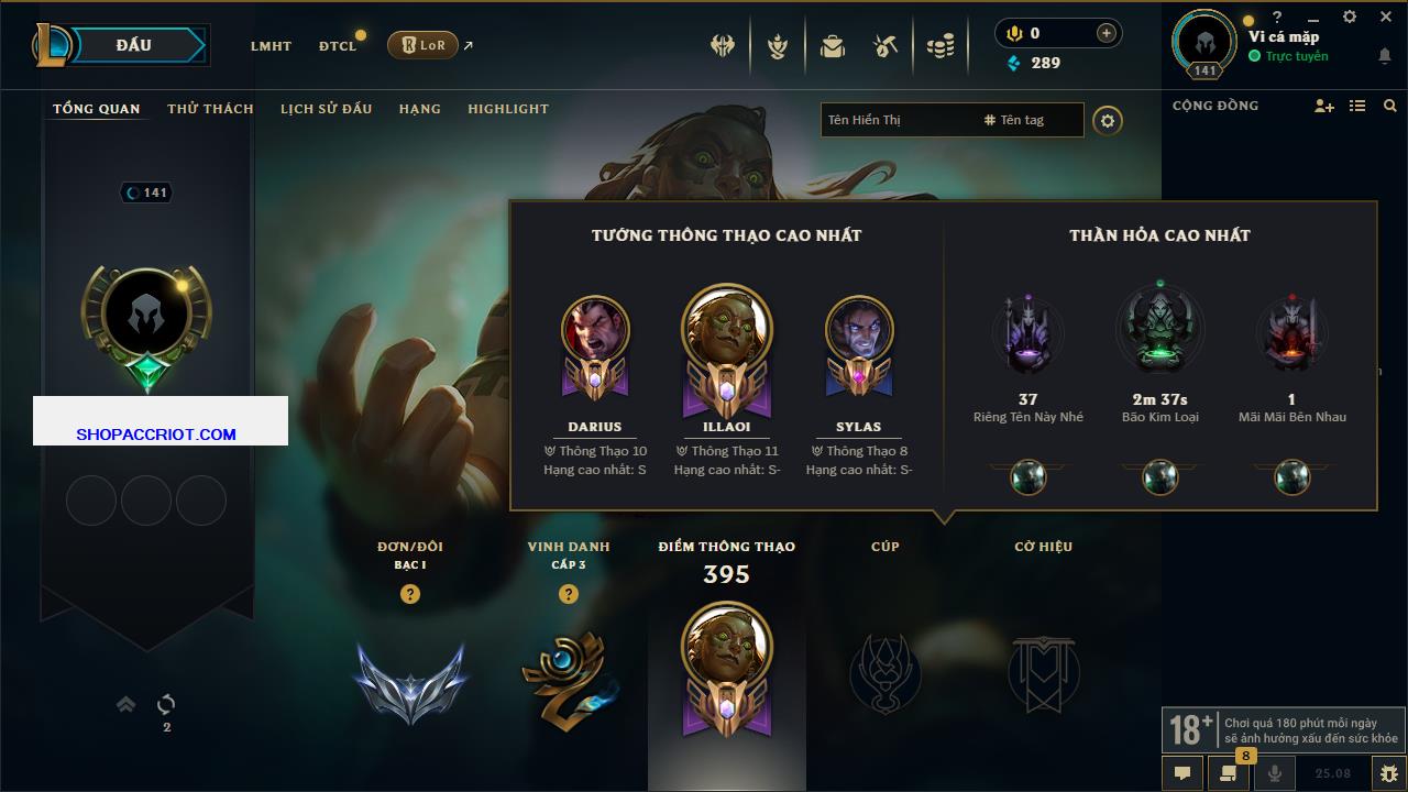 Acc Liên Minh Huyền Thoại/Đấu Trường Chân lý mã số 7785