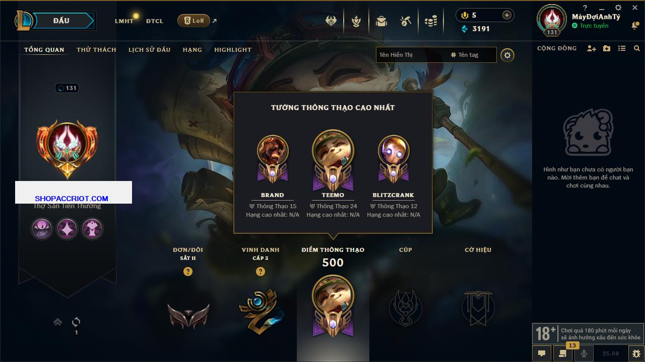 Acc Liên Minh Huyền Thoại/Đấu Trường Chân lý mã số 7787