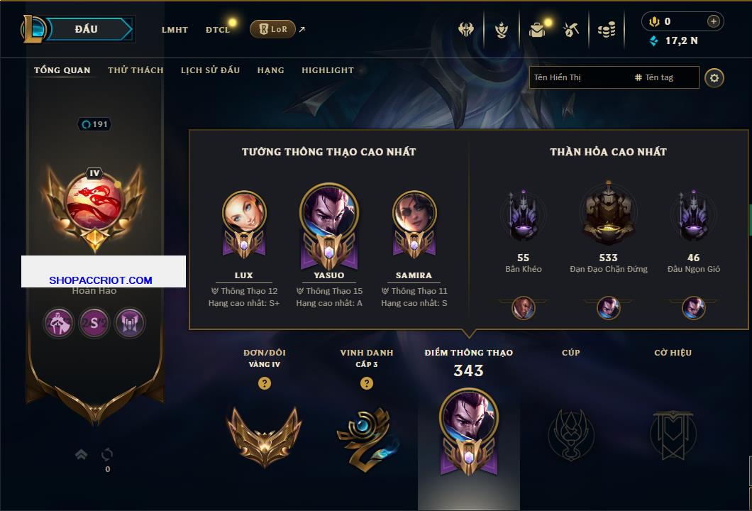 Acc Liên Minh Huyền Thoại/Đấu Trường Chân lý mã số 7788