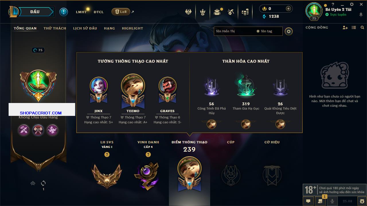 Acc Liên Minh Huyền Thoại/Đấu Trường Chân lý mã số 7789