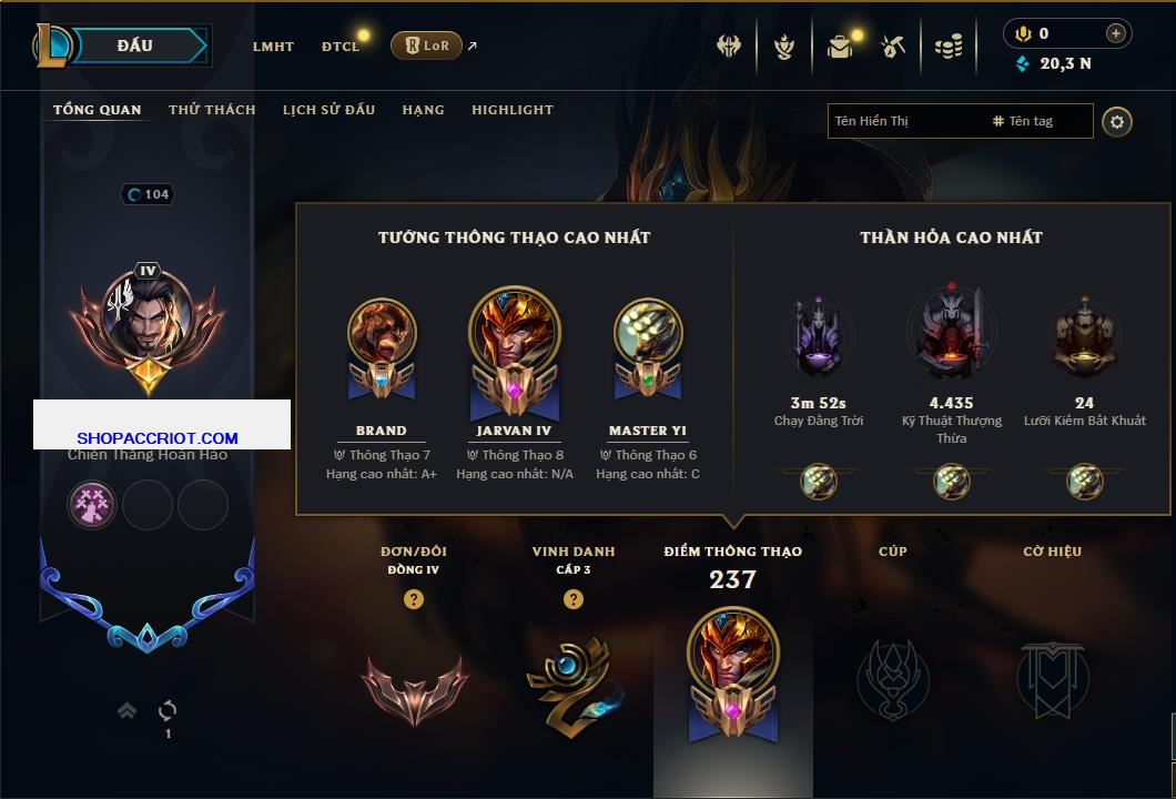 Acc Liên Minh Huyền Thoại/Đấu Trường Chân lý mã số 7790