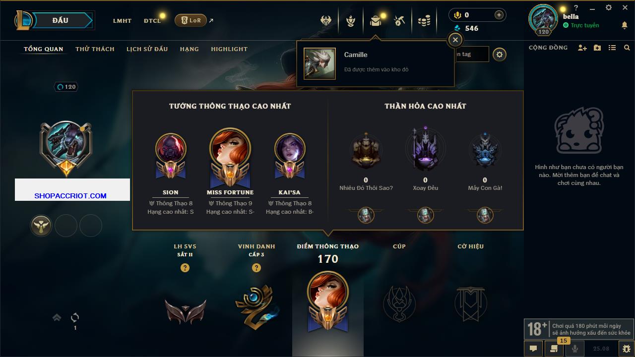 Acc Liên Minh Huyền Thoại/Đấu Trường Chân lý mã số 7791