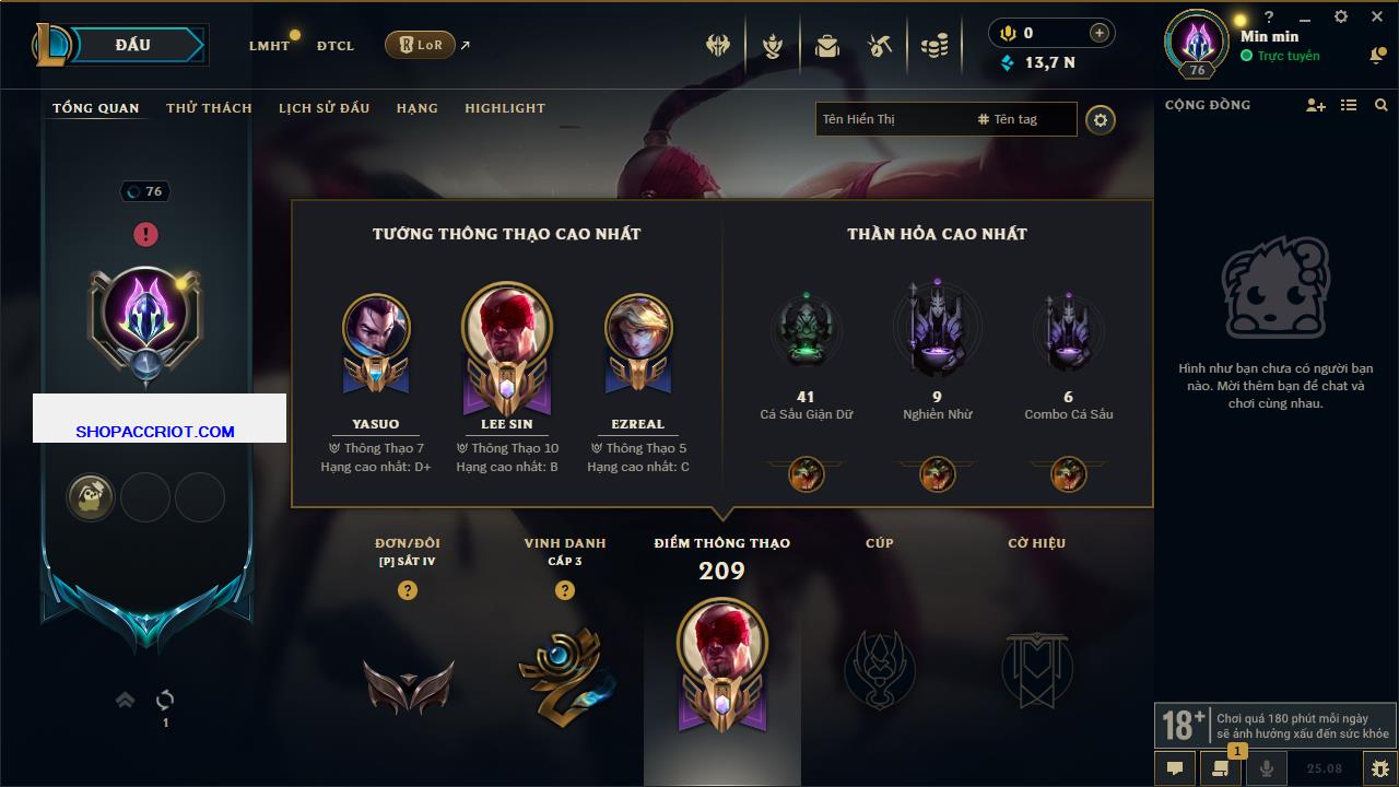 Acc Liên Minh Huyền Thoại/Đấu Trường Chân lý mã số 7793