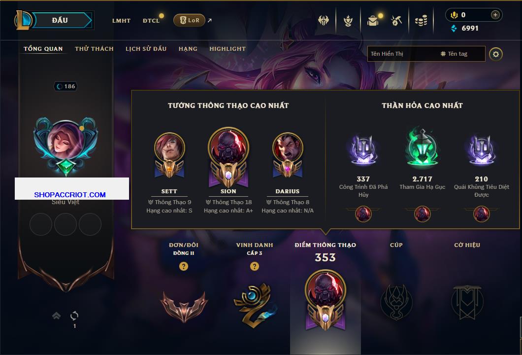 Acc Liên Minh Huyền Thoại/Đấu Trường Chân lý mã số 7796