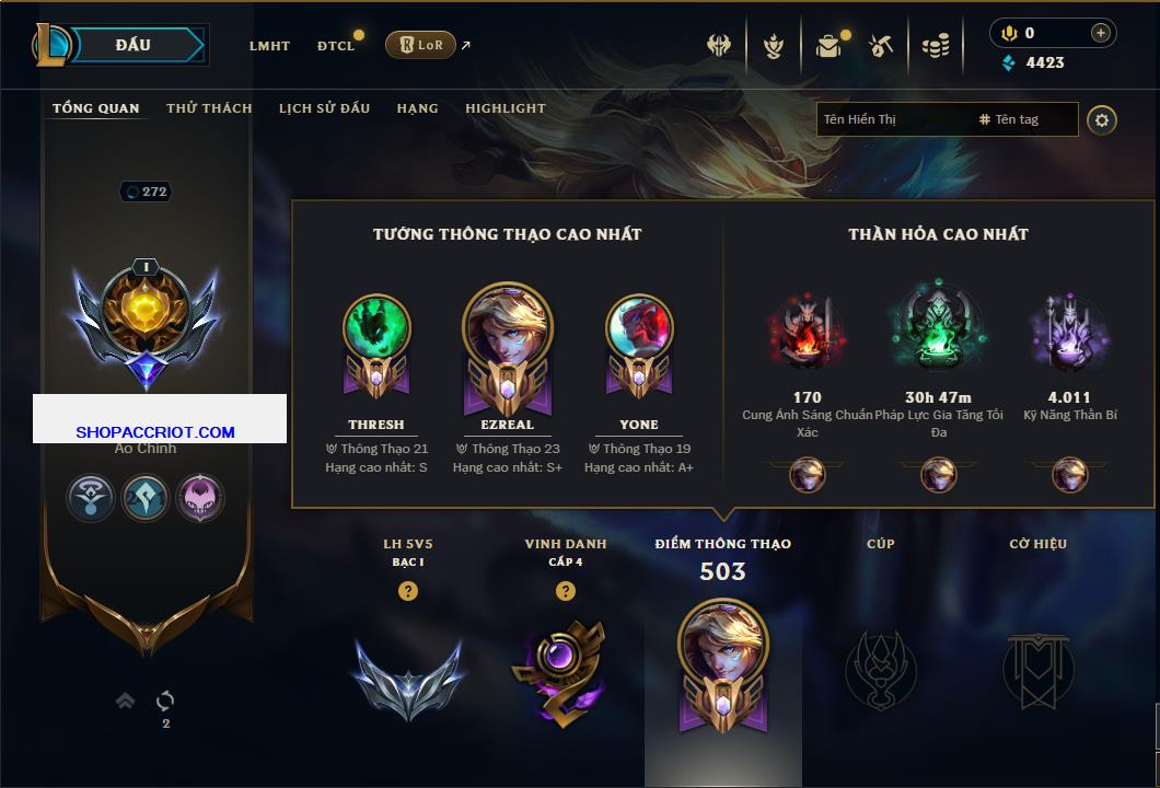 Acc Liên Minh Huyền Thoại/Đấu Trường Chân lý mã số 7797