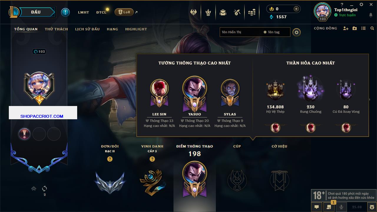 Acc Liên Minh Huyền Thoại/Đấu Trường Chân lý mã số 7802