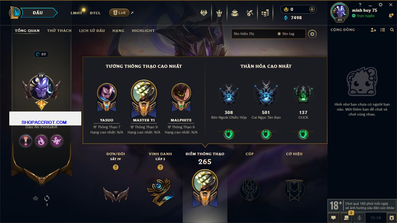 Acc Liên Minh Huyền Thoại/Đấu Trường Chân lý mã số 7803