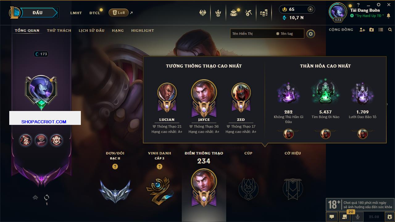 Acc Liên Minh Huyền Thoại/Đấu Trường Chân lý mã số 7804