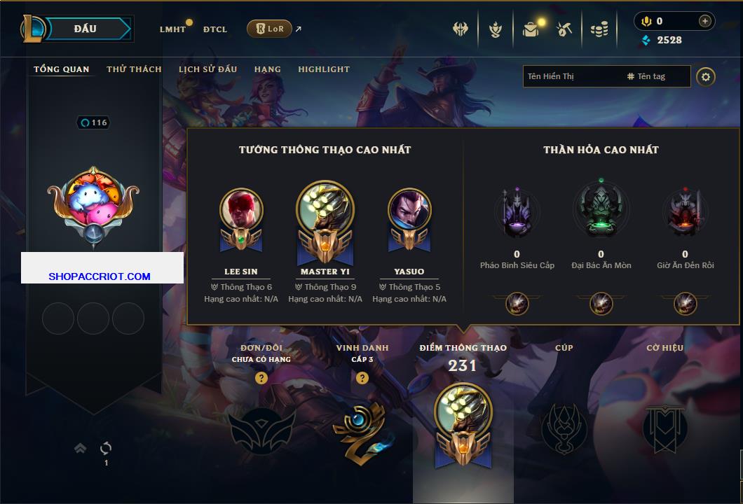 Acc Liên Minh Huyền Thoại/Đấu Trường Chân lý mã số 7806