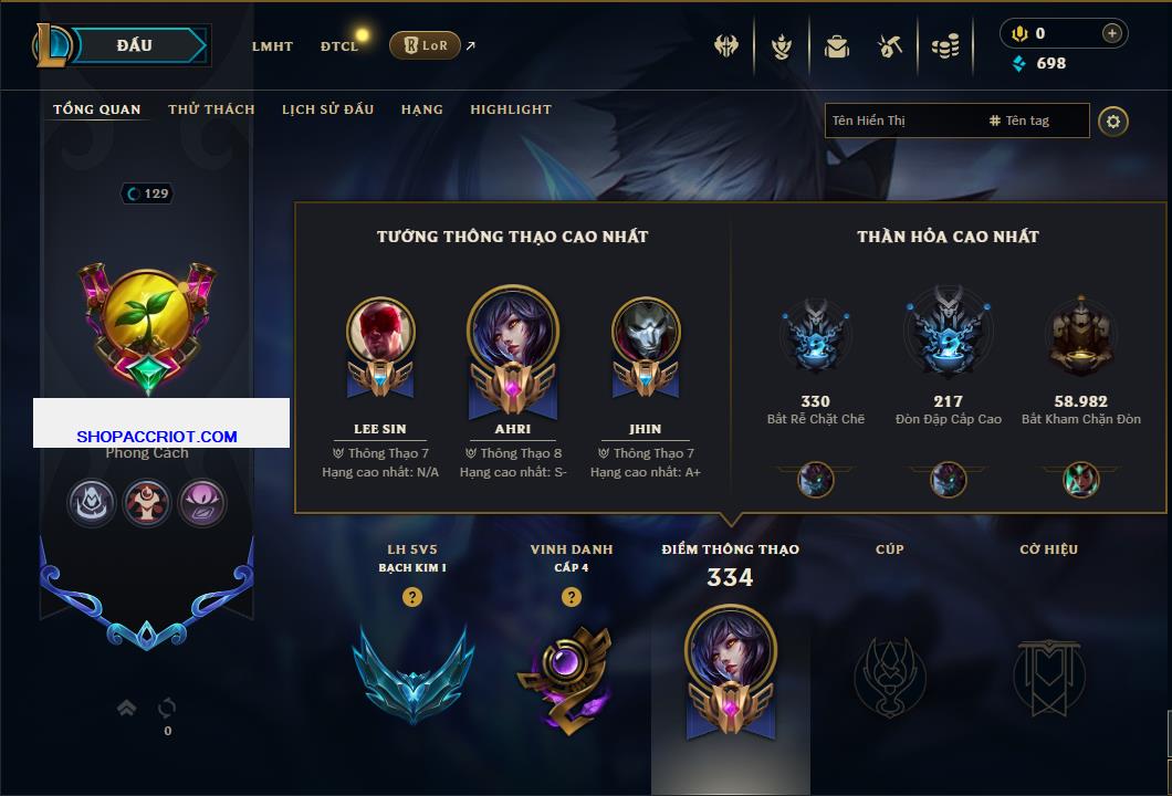 Acc Liên Minh Huyền Thoại/Đấu Trường Chân lý mã số 7808