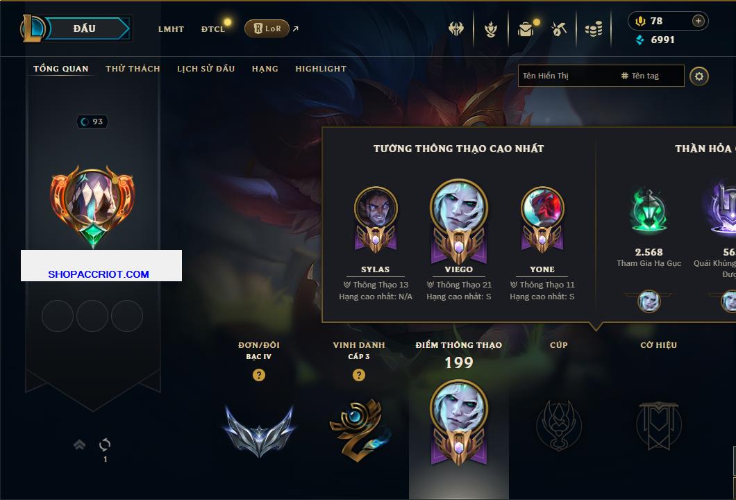 Acc Liên Minh Huyền Thoại/Đấu Trường Chân lý mã số 7810