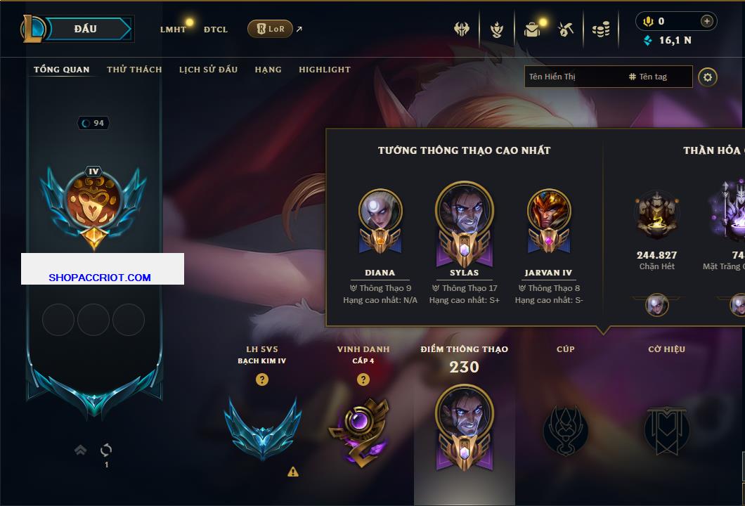 Acc Liên Minh Huyền Thoại/Đấu Trường Chân lý mã số 7811