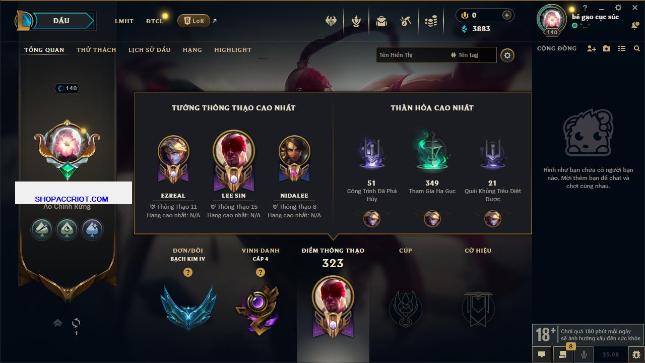 Acc Liên Minh Huyền Thoại/Đấu Trường Chân lý mã số 7813