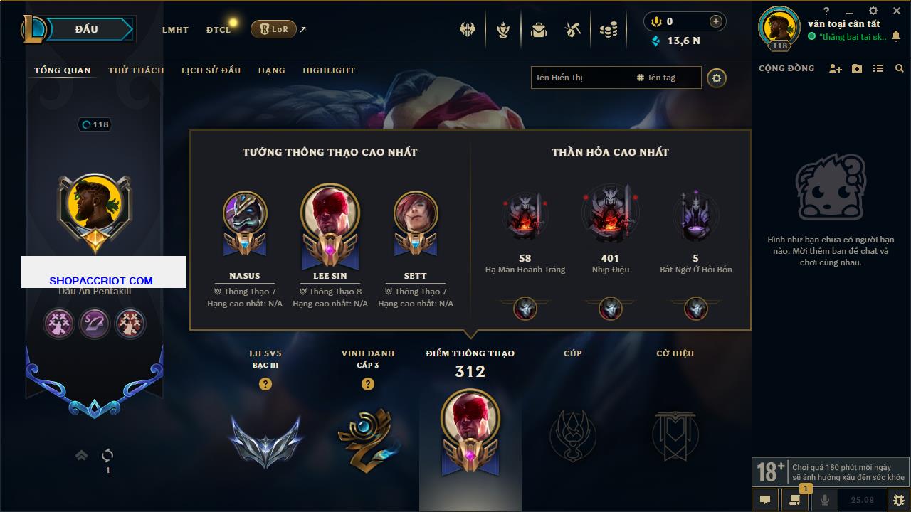 Acc Liên Minh Huyền Thoại/Đấu Trường Chân lý mã số 7815