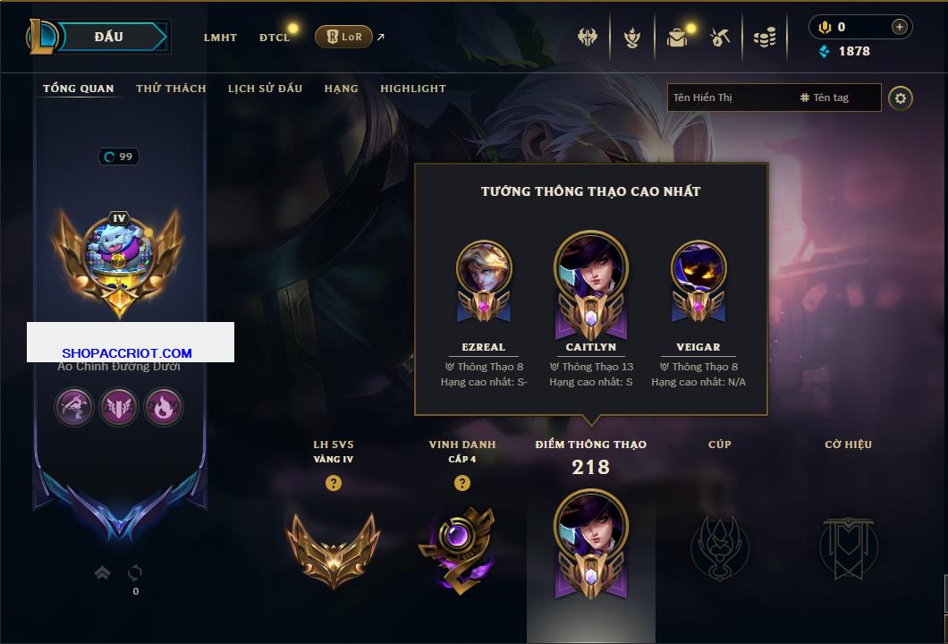 Acc Liên Minh Huyền Thoại/Đấu Trường Chân lý mã số 7819