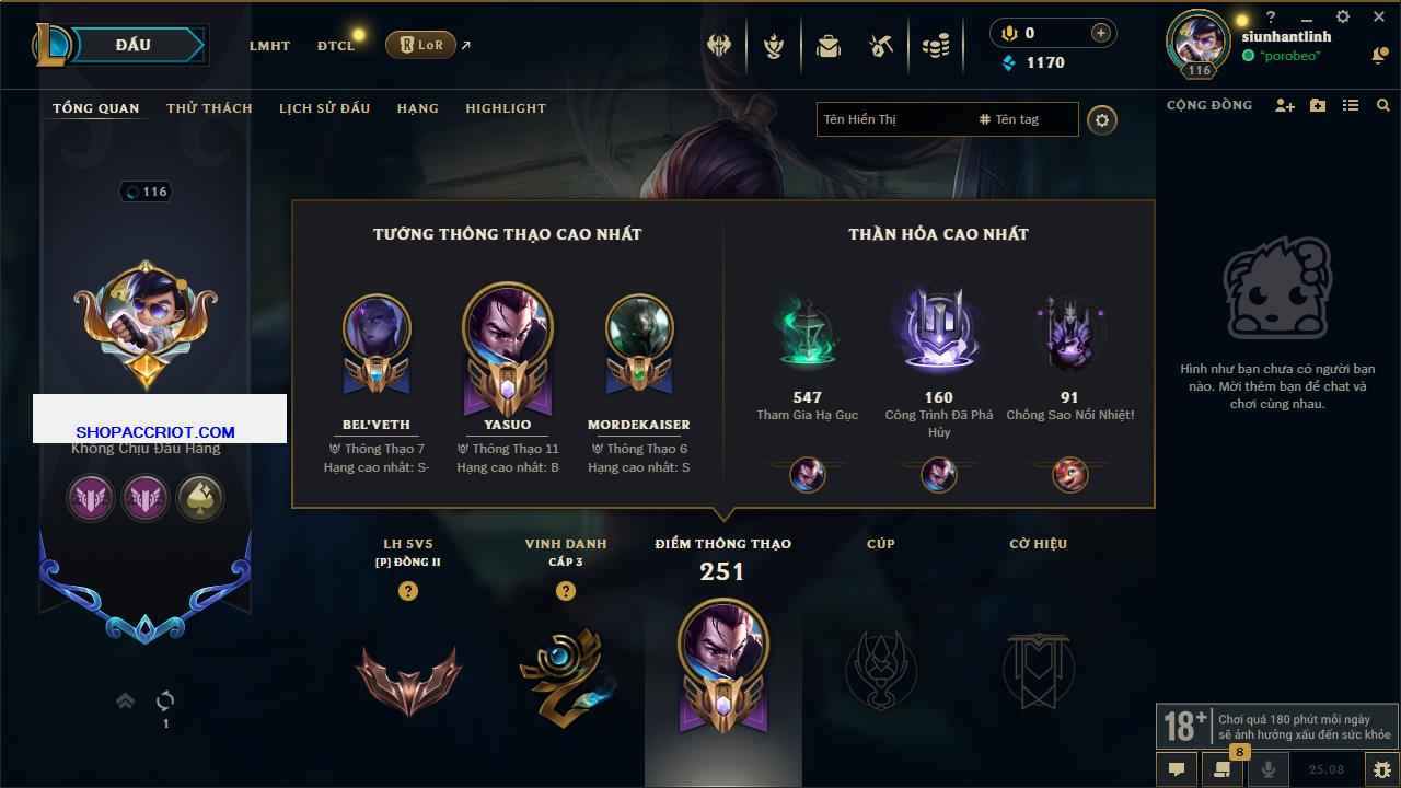 Acc Liên Minh Huyền Thoại/Đấu Trường Chân lý mã số 7822