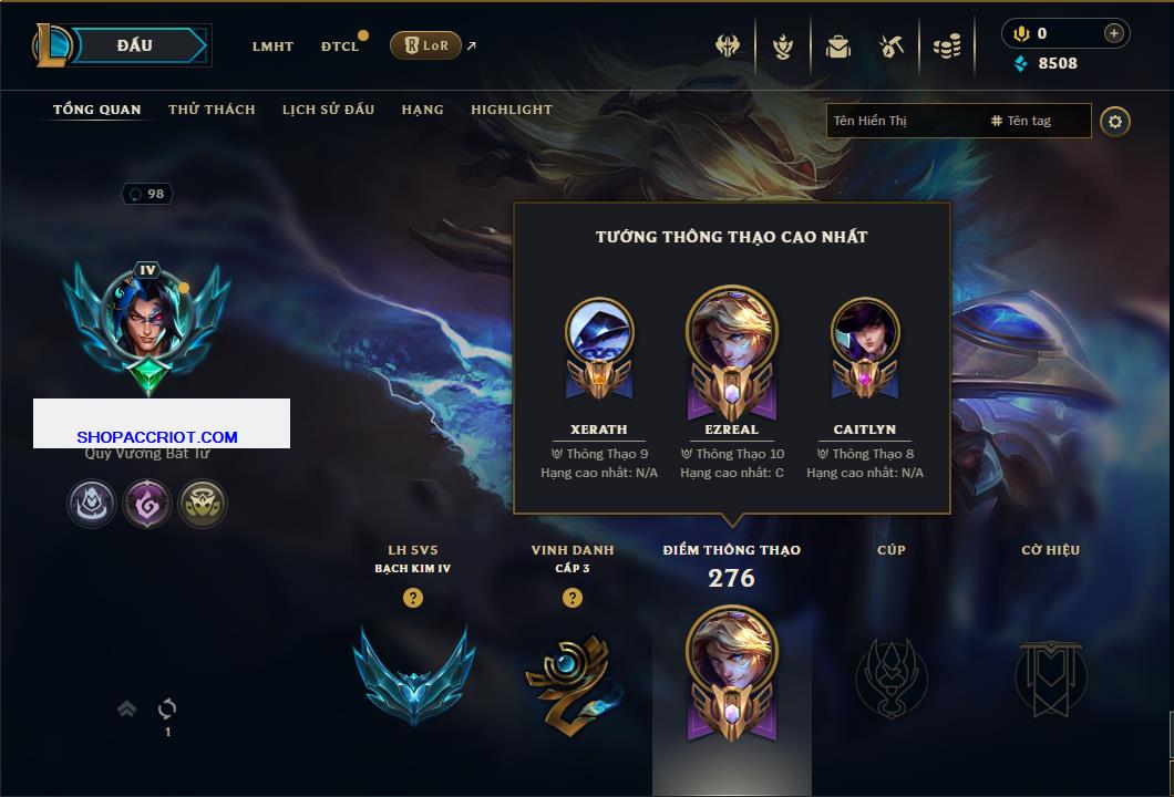 Acc Liên Minh Huyền Thoại/Đấu Trường Chân lý mã số 7823