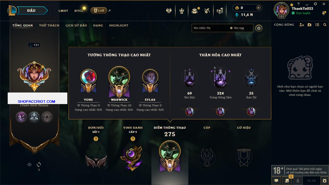 Acc Liên Minh Huyền Thoại/Đấu Trường Chân lý mã số 7835