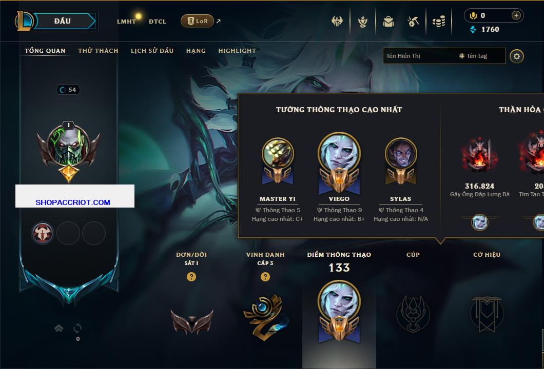 Acc Liên Minh Huyền Thoại/Đấu Trường Chân lý mã số 7836