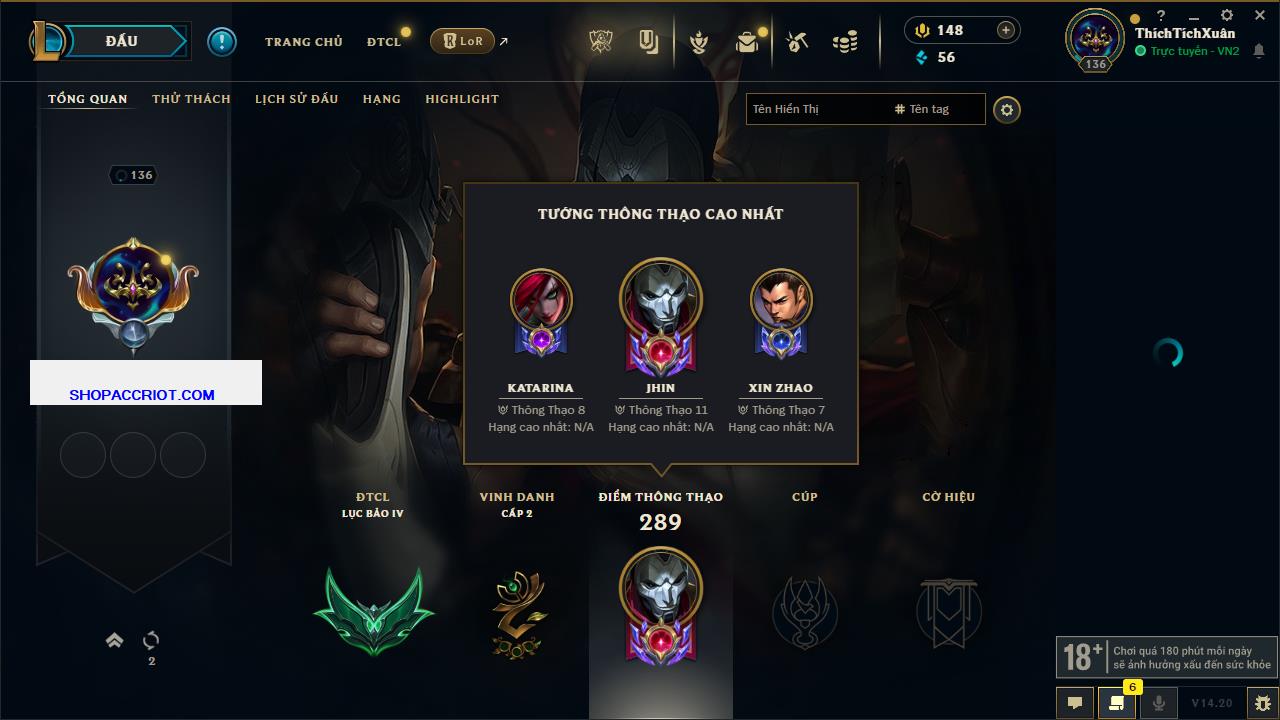 Acc Liên Minh Huyền Thoại/Đấu Trường Chân lý mã số 7843