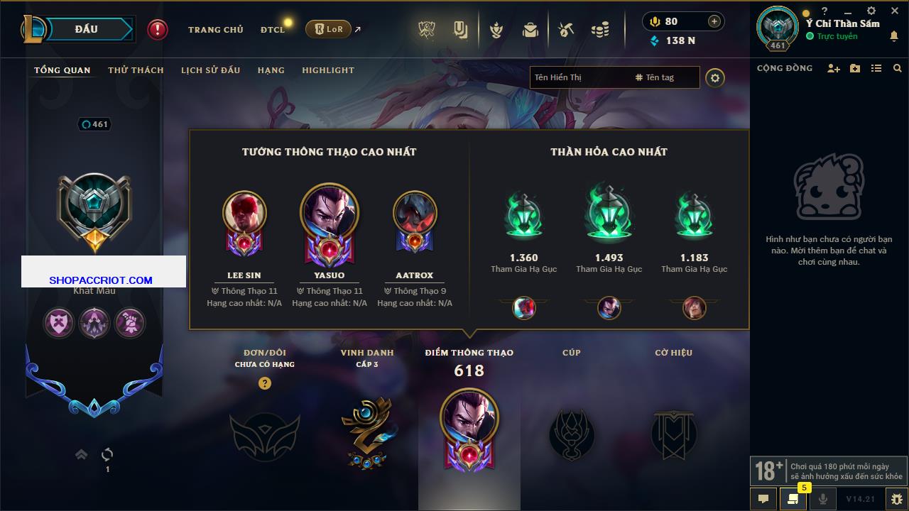 Acc Liên Minh Huyền Thoại/Đấu Trường Chân lý mã số 7845