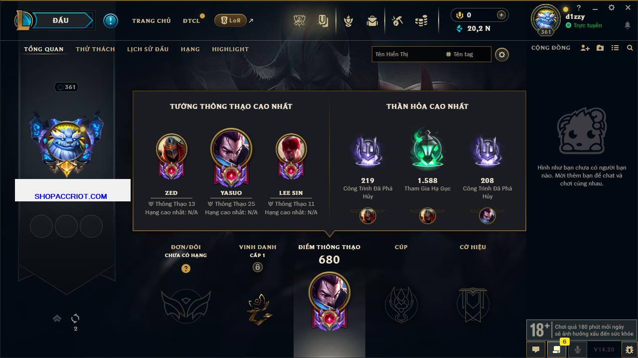 Acc Liên Minh Huyền Thoại/Đấu Trường Chân lý mã số 7853