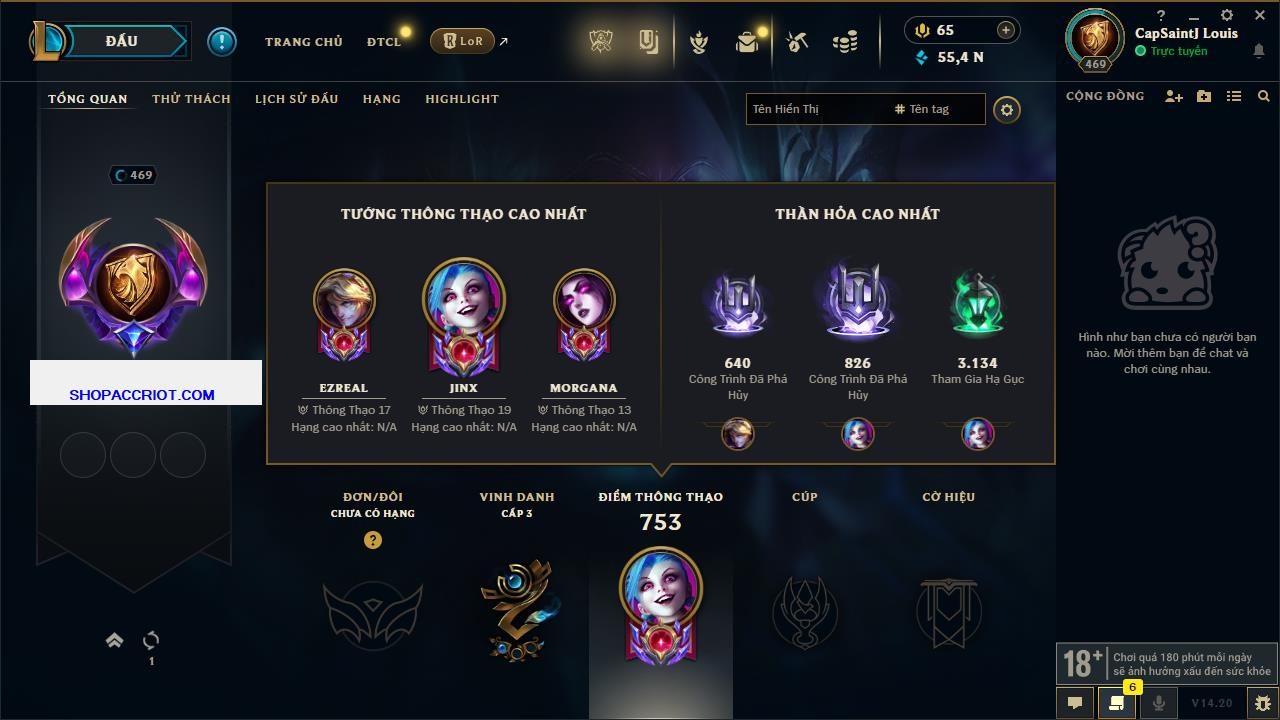 Acc Liên Minh Huyền Thoại/Đấu Trường Chân lý mã số 7854