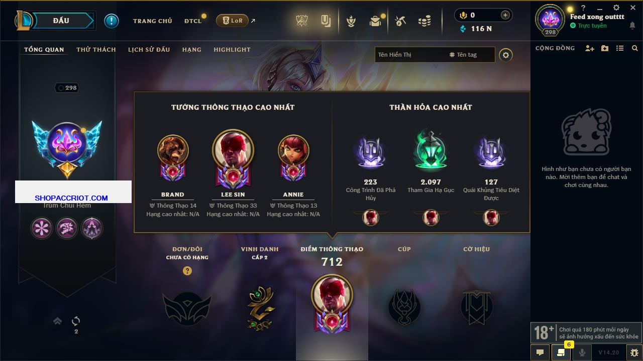 Acc Liên Minh Huyền Thoại/Đấu Trường Chân lý mã số 7859