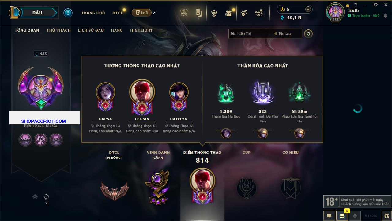 Acc Liên Minh Huyền Thoại/Đấu Trường Chân lý mã số 7863